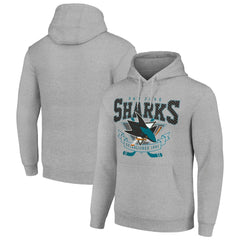 NHL Heather Gray San Jose Sharks Starter Team Logo Graphic Fleece Tri-Blend Pullover Hoodie