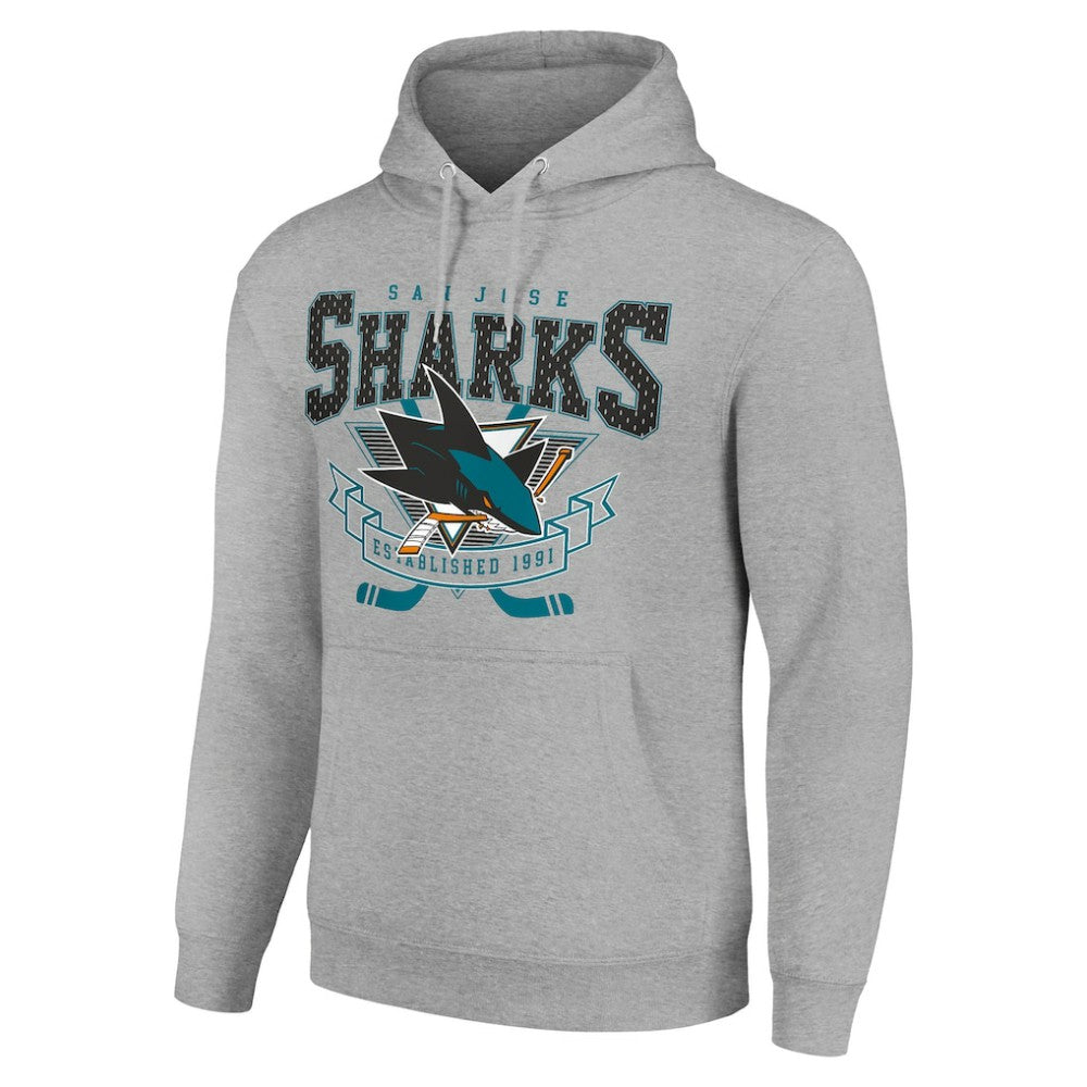 NHL Heather Gray San Jose Sharks Starter Team Logo Graphic Fleece Tri-Blend Pullover Hoodie