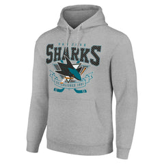 NHL Heather Gray San Jose Sharks Starter Team Logo Graphic Fleece Tri-Blend Pullover Hoodie