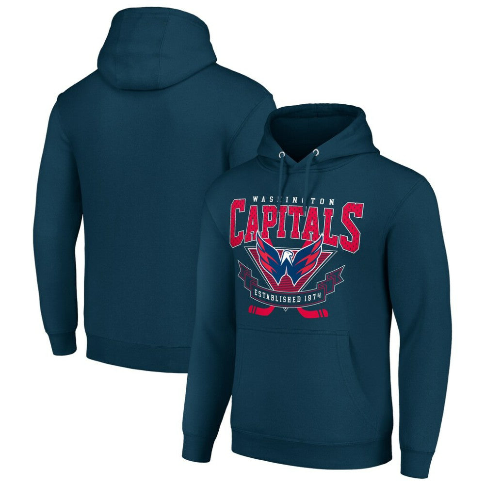 NHL Navy Washington Capitals Starter Team Logo Graphic Fleece Tri-Blend Pullover Hoodie