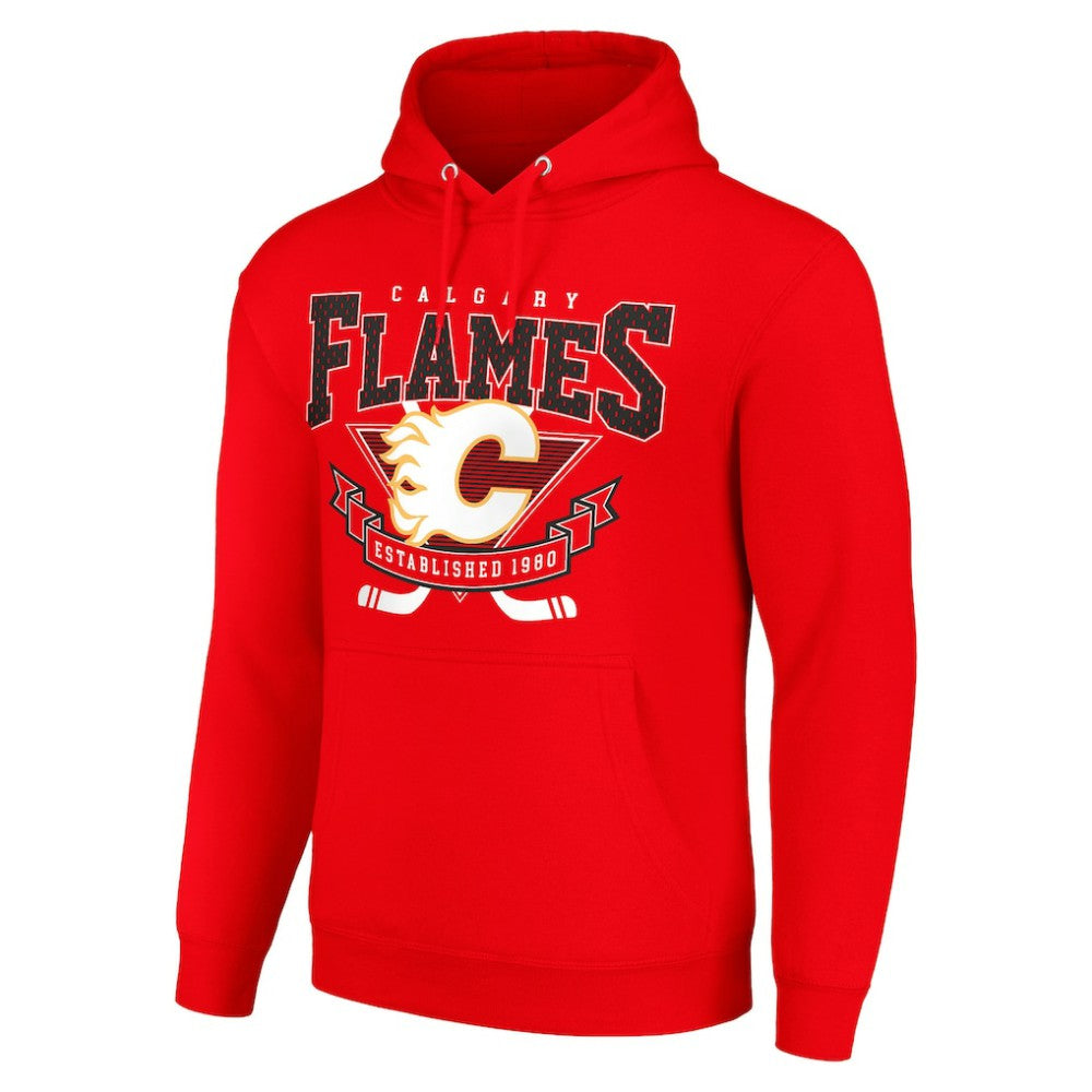 NHL Red Calgary Flames Starter Team Logo Graphic Fleece Tri-Blend Pullover Hoodie