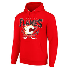 NHL Red Calgary Flames Starter Team Logo Graphic Fleece Tri-Blend Pullover Hoodie