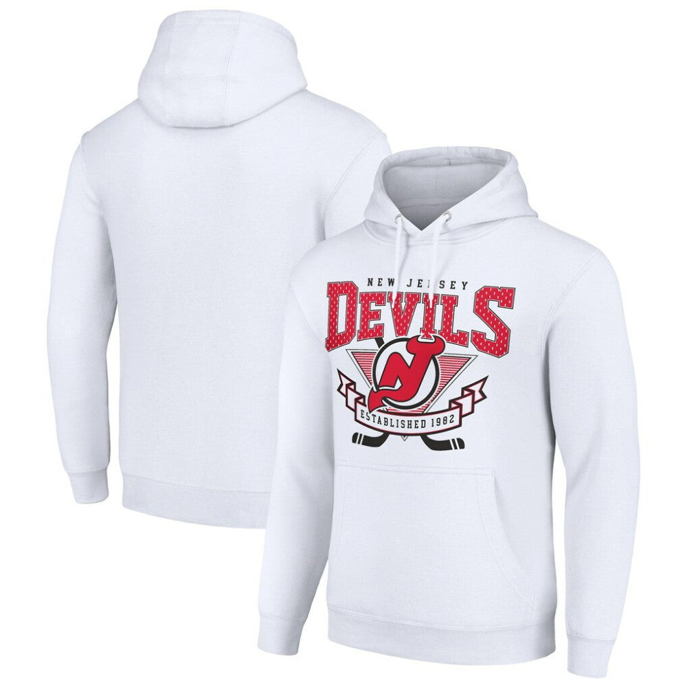 NHL White New Jersey Devils Starter Team Logo Graphic Fleece Tri-Blend Pullover Hoodie