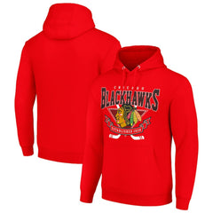 NHL Red Chicago Blackhawks Starter Team Logo Graphic Fleece Tri-Blend Pullover Hoodie