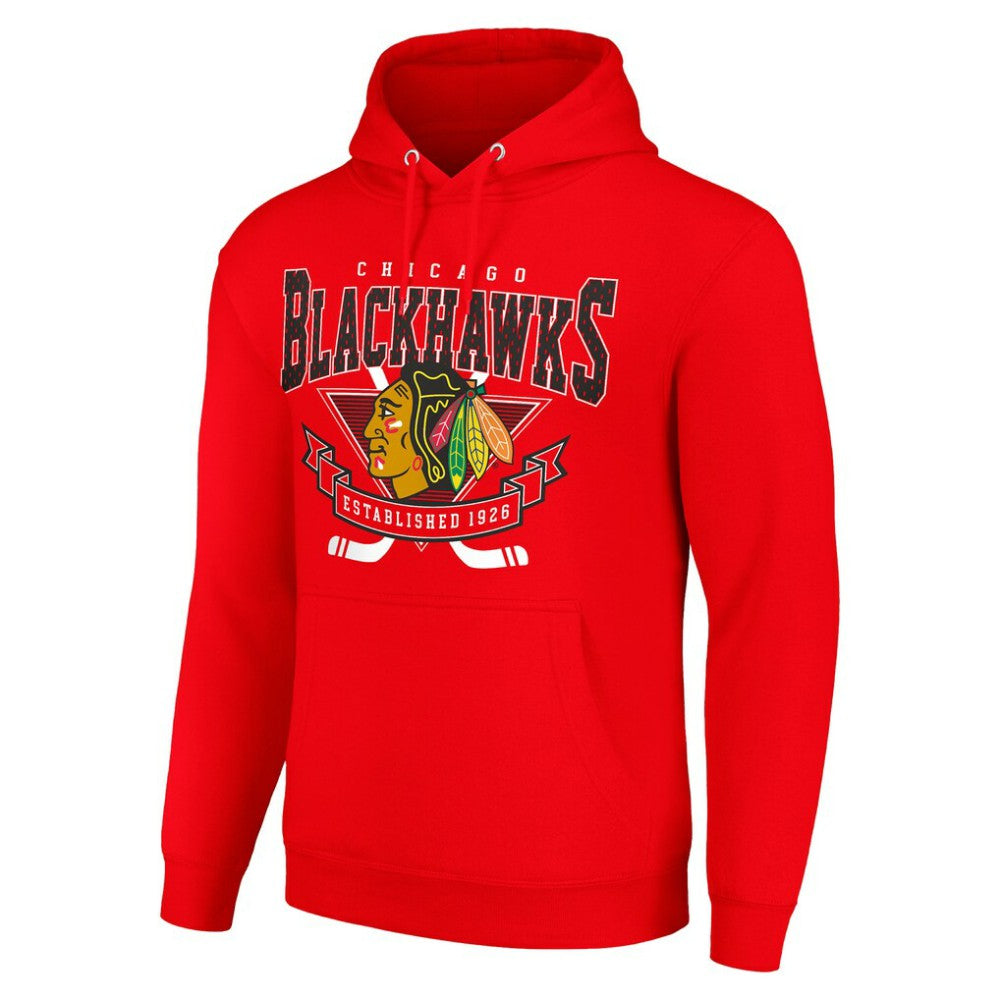 NHL Red Chicago Blackhawks Starter Team Logo Graphic Fleece Tri-Blend Pullover Hoodie