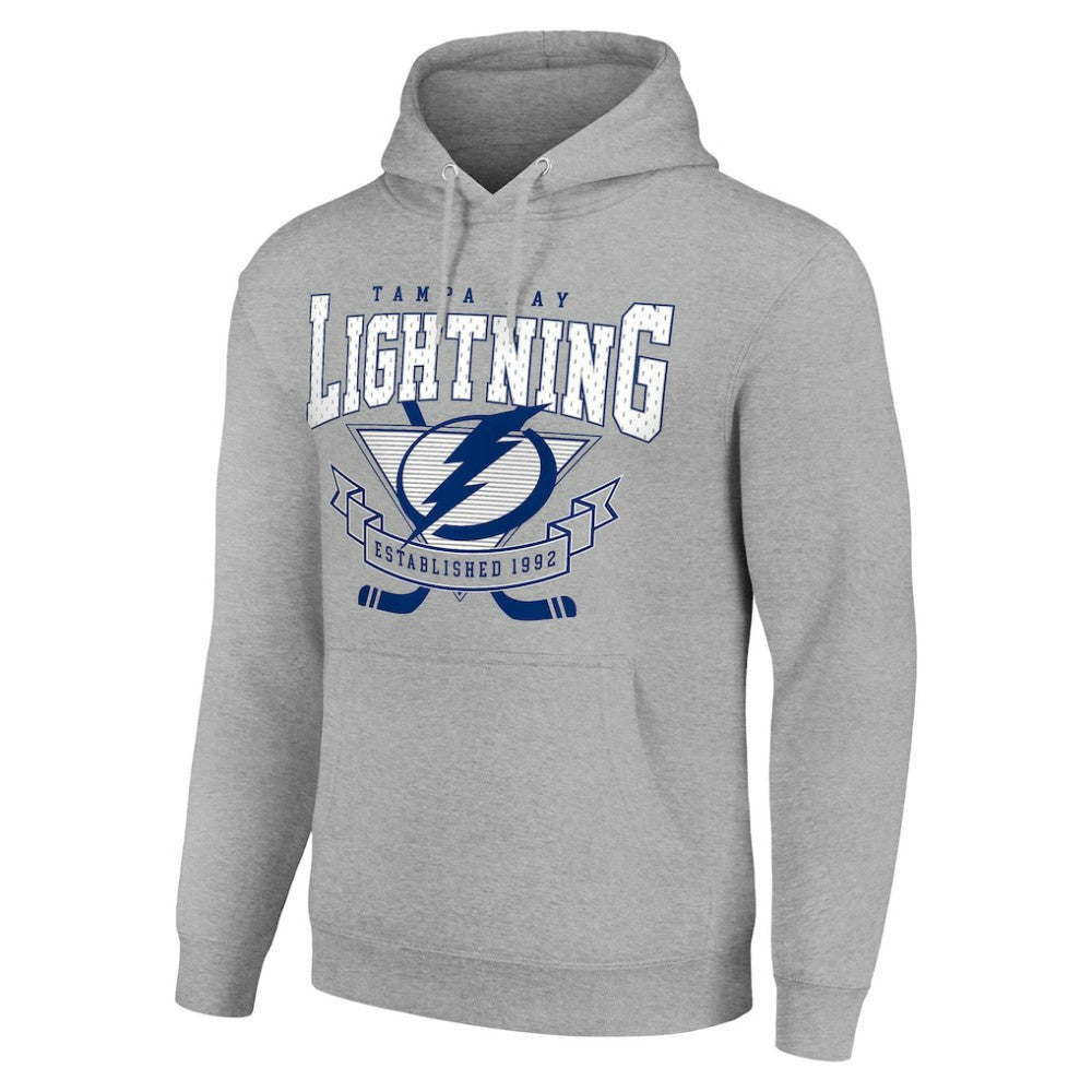 NHL Heather Gray Tampa Bay Lightning Starter Team Logo Graphic Fleece Tri-Blend Pullover Hoodie