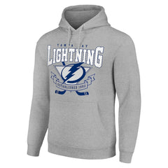NHL Heather Gray Tampa Bay Lightning Starter Team Logo Graphic Fleece Tri-Blend Pullover Hoodie