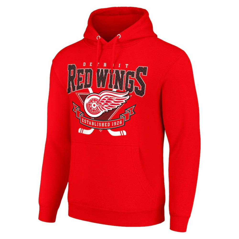 NHL Red Detroit Red Wings Starter Team Logo Graphic Fleece Tri-Blend Pullover Hoodie