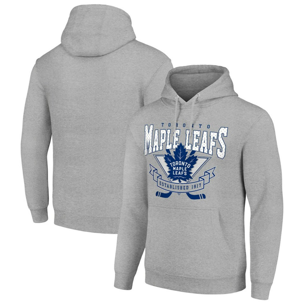 NHL Heather Gray Toronto Maple Leafs Starter Team Logo Graphic Fleece Tri-Blend Pullover Hoodie