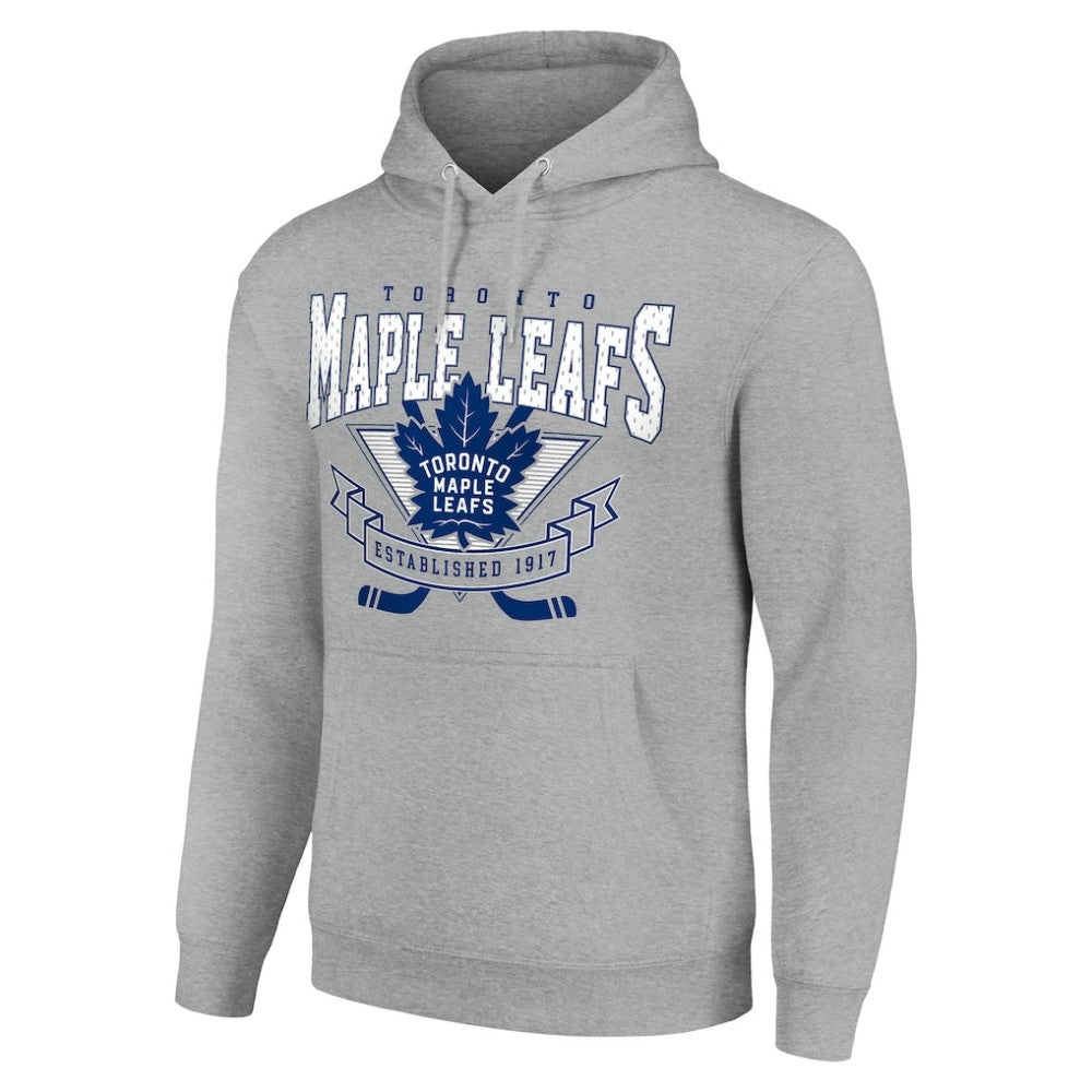 NHL Heather Gray Toronto Maple Leafs Starter Team Logo Graphic Fleece Tri-Blend Pullover Hoodie