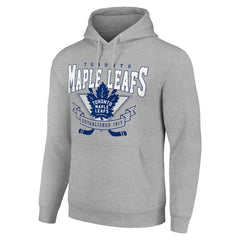 NHL Heather Gray Toronto Maple Leafs Starter Team Logo Graphic Fleece Tri-Blend Pullover Hoodie