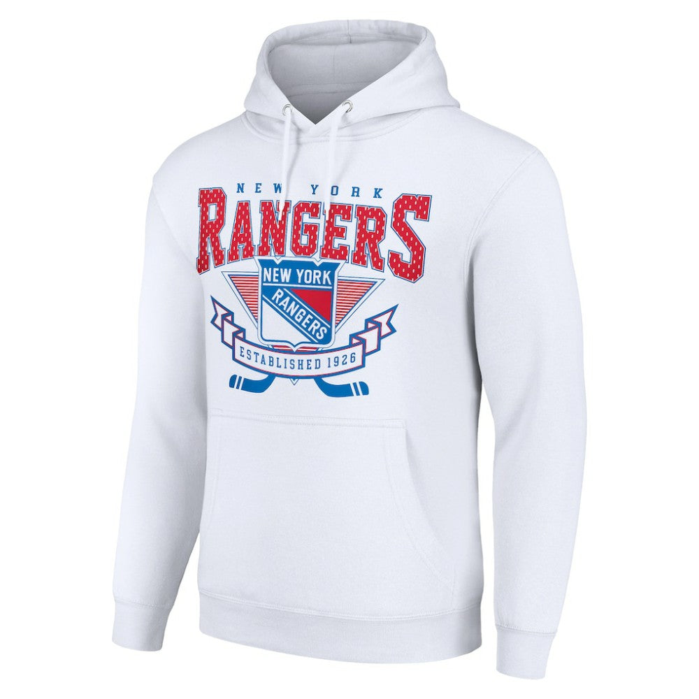 NHL White New York Rangers Starter Team Logo Graphic Fleece Tri-Blend Pullover Hoodie