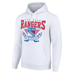 NHL White New York Rangers Starter Team Logo Graphic Fleece Tri-Blend Pullover Hoodie