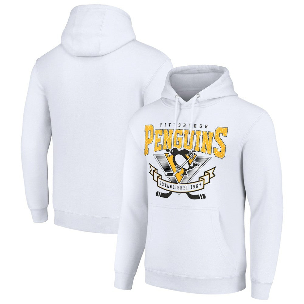 NHL White Pittsburgh Penguins Starter Team Logo Graphic Fleece Tri-Blend Pullover Hoodie