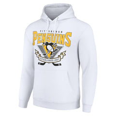 NHL White Pittsburgh Penguins Starter Team Logo Graphic Fleece Tri-Blend Pullover Hoodie