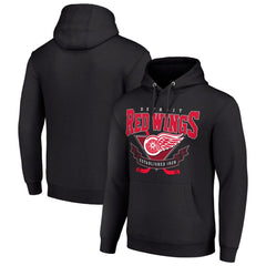 NHL Black Detroit Red Wings Starter Team Logo Graphic Fleece Tri-Blend Pullover Hoodie