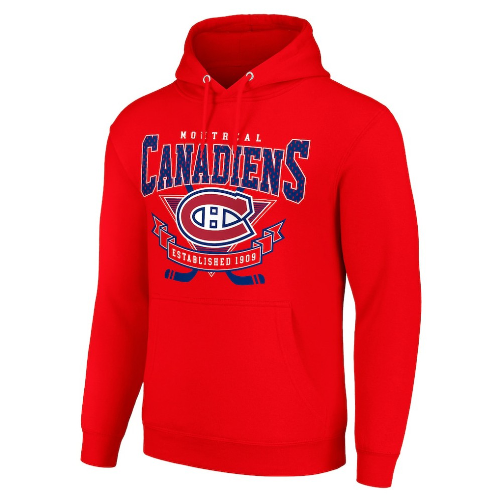 NHL Red Montreal Canadiens Starter Team Logo Graphic Fleece Tri-Blend Pullover Hoodie