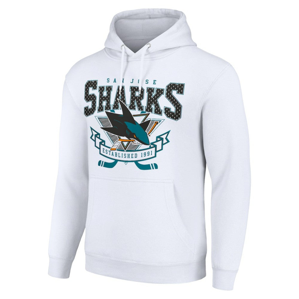 NHL White San Jose Sharks Starter Team Logo Graphic Fleece Tri-Blend Pullover Hoodie