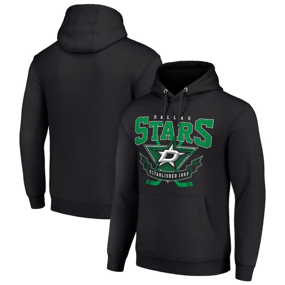 NHL Black Dallas Stars Starter Team Logo Graphic Fleece Tri-Blend Pullover Hoodie