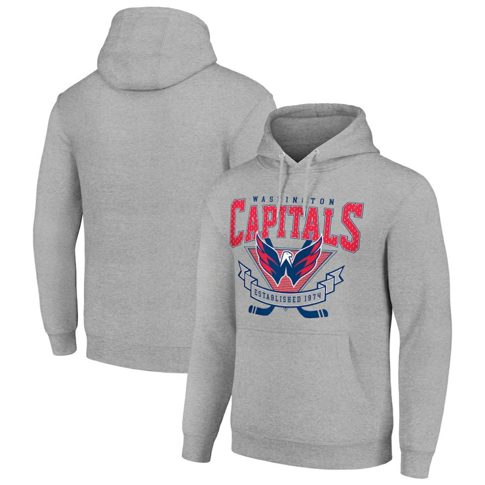 NHL Heather Gray Washington Capitals Starter Team Logo Graphic Fleece Tri-Blend Pullover Hoodie