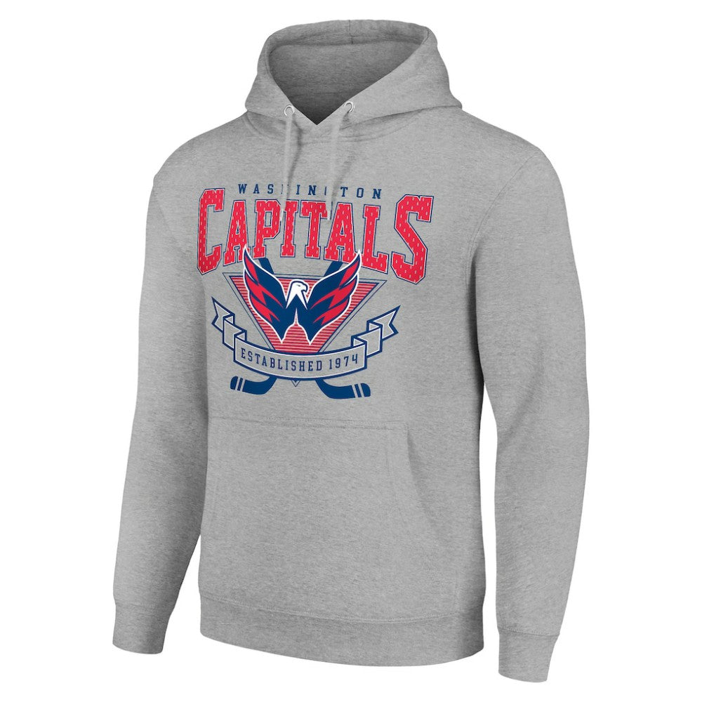 NHL Heather Gray Washington Capitals Starter Team Logo Graphic Fleece Tri-Blend Pullover Hoodie