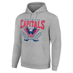 NHL Heather Gray Washington Capitals Starter Team Logo Graphic Fleece Tri-Blend Pullover Hoodie