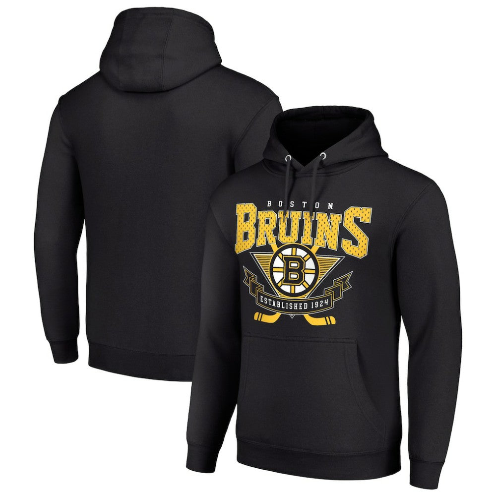 NHL Black Boston Bruins Starter Team Logo Graphic Fleece Tri-Blend Pullover Hoodie