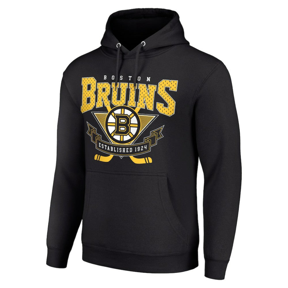 NHL Black Boston Bruins Starter Team Logo Graphic Fleece Tri-Blend Pullover Hoodie