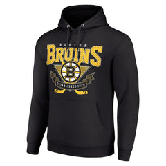 NHL Black Boston Bruins Starter Team Logo Graphic Fleece Tri-Blend Pullover Hoodie