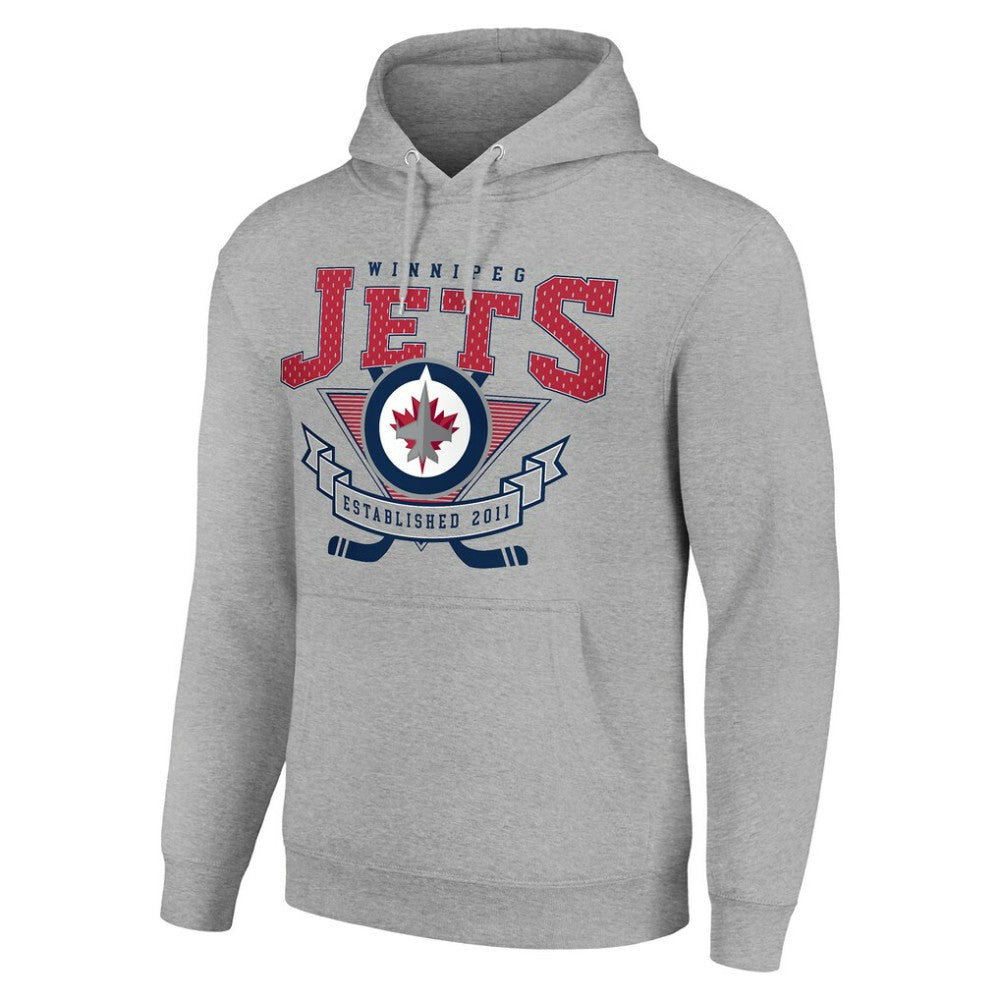 NHL Heather Gray Winnipeg Jets Starter Team Logo Graphic Fleece Tri-Blend Pullover Hoodie