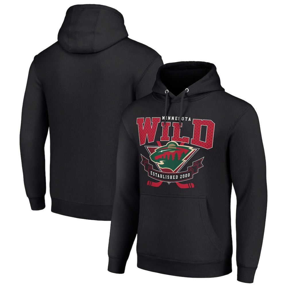 NHL Black Minnesota Wild Starter Team Logo Graphic Fleece Tri-Blend Pullover Hoodie