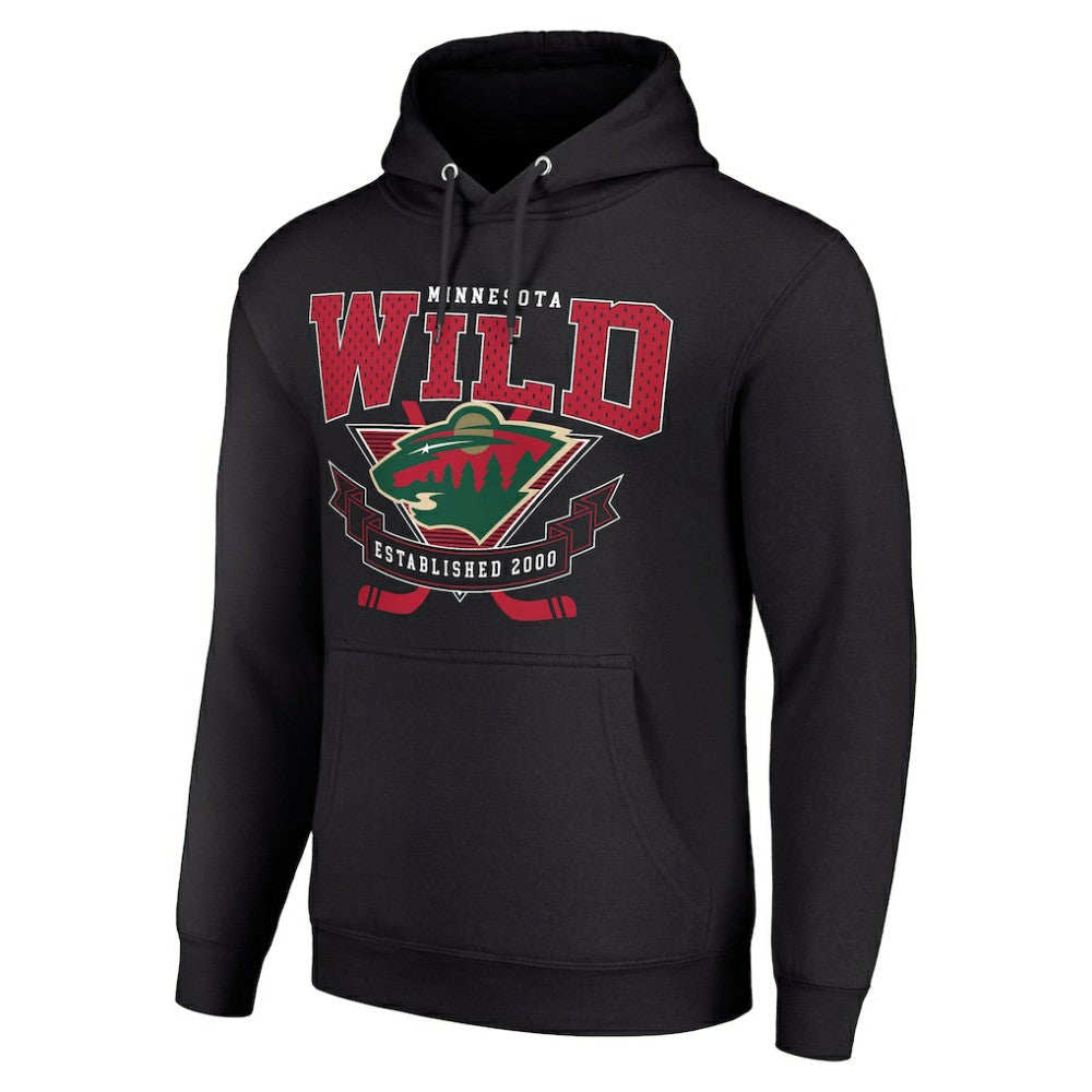 NHL Black Minnesota Wild Starter Team Logo Graphic Fleece Tri-Blend Pullover Hoodie