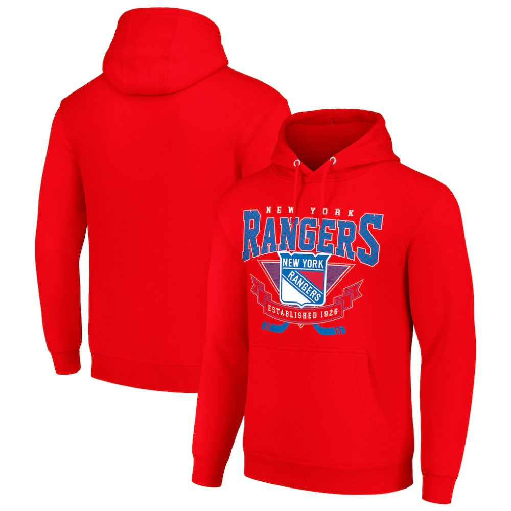 NHL Red New York Rangers Starter Team Logo Graphic Fleece Tri-Blend Pullover Hoodie