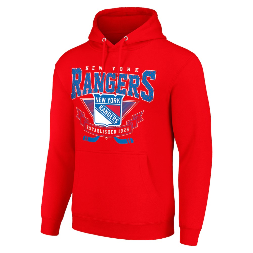 NHL Red New York Rangers Starter Team Logo Graphic Fleece Tri-Blend Pullover Hoodie