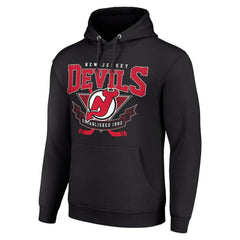 NHL Black New Jersey Devils Starter Team Logo Graphic Fleece Tri-Blend Pullover Hoodie