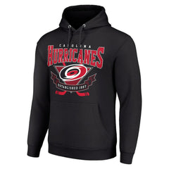 NHL Black Carolina Hurricanes Starter Team Logo Graphic Fleece Tri-Blend Pullover Hoodie