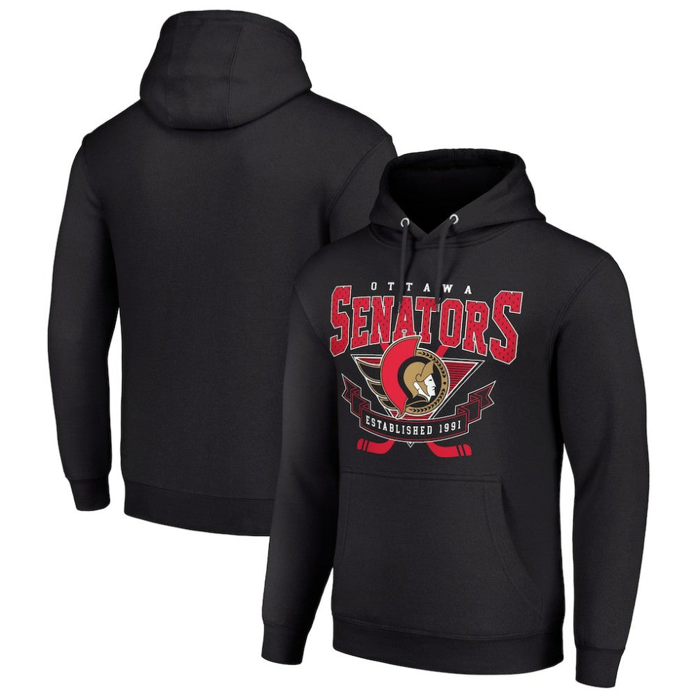NHL Black Ottawa Senators Starter Team Logo Graphic Fleece Tri-Blend Pullover Hoodie