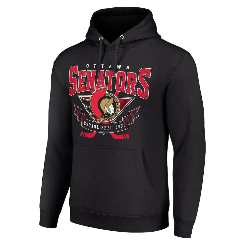 NHL Black Ottawa Senators Starter Team Logo Graphic Fleece Tri-Blend Pullover Hoodie