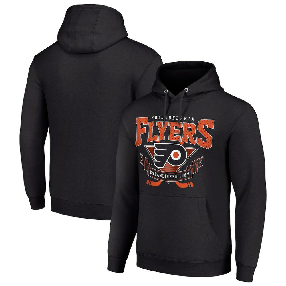 NHL Black Philadelphia Flyers Starter Team Logo Graphic Fleece Tri-Blend Pullover Hoodie