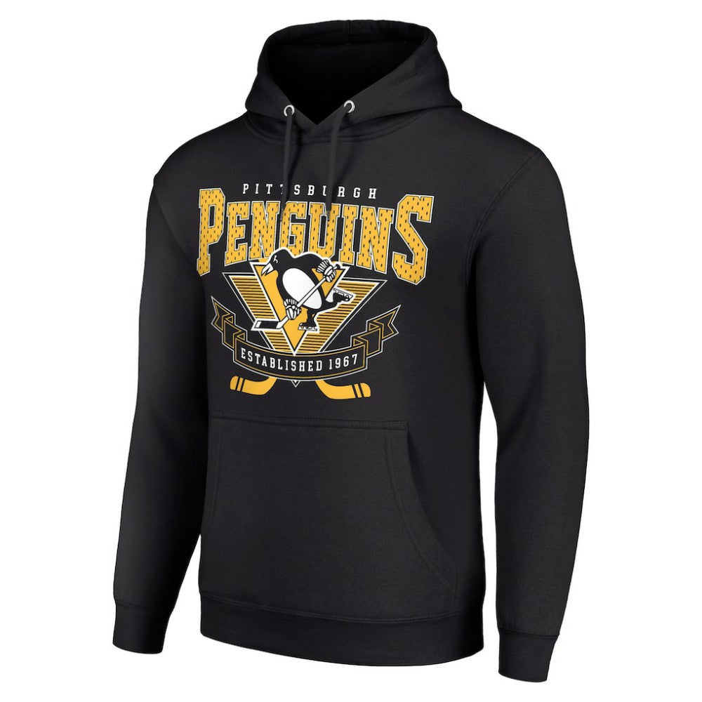 NHL Black Pittsburgh Penguins Starter Team Logo Graphic Fleece Tri-Blend Pullover Hoodie