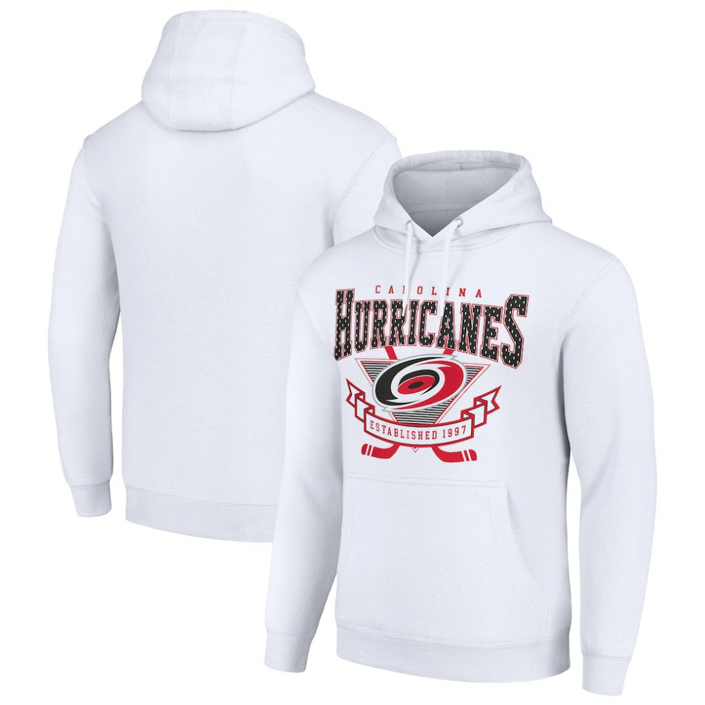 NHL White Carolina Hurricanes Starter Team Logo Graphic Fleece Tri-Blend Pullover Hoodie