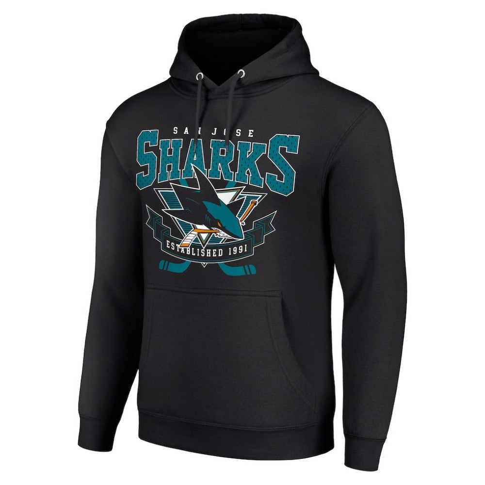 NHL Black San Jose Sharks Starter Team Logo Graphic Fleece Tri-Blend Pullover Hoodie