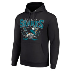 NHL Black San Jose Sharks Starter Team Logo Graphic Fleece Tri-Blend Pullover Hoodie