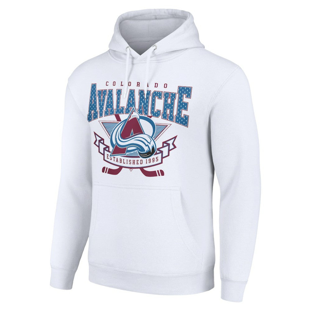 NHL White Colorado Avalanche Starter Team Logo Graphic Fleece Tri-Blend Pullover Hoodie