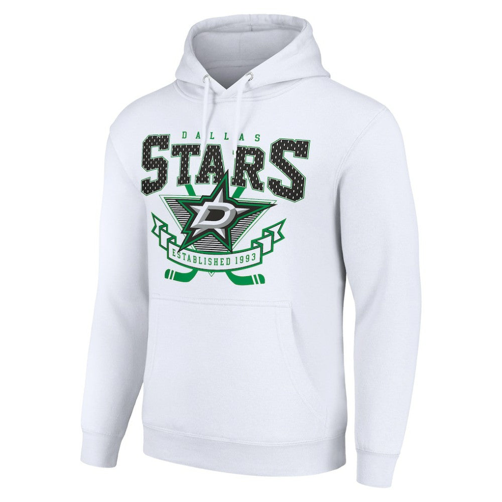 NHL White Dallas Stars Starter Team Logo Graphic Fleece Tri-Blend Pullover Hoodie