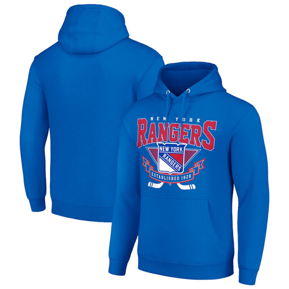 NHL Blue New York Rangers Starter Team Logo Graphic Fleece Tri-Blend Pullover Hoodie