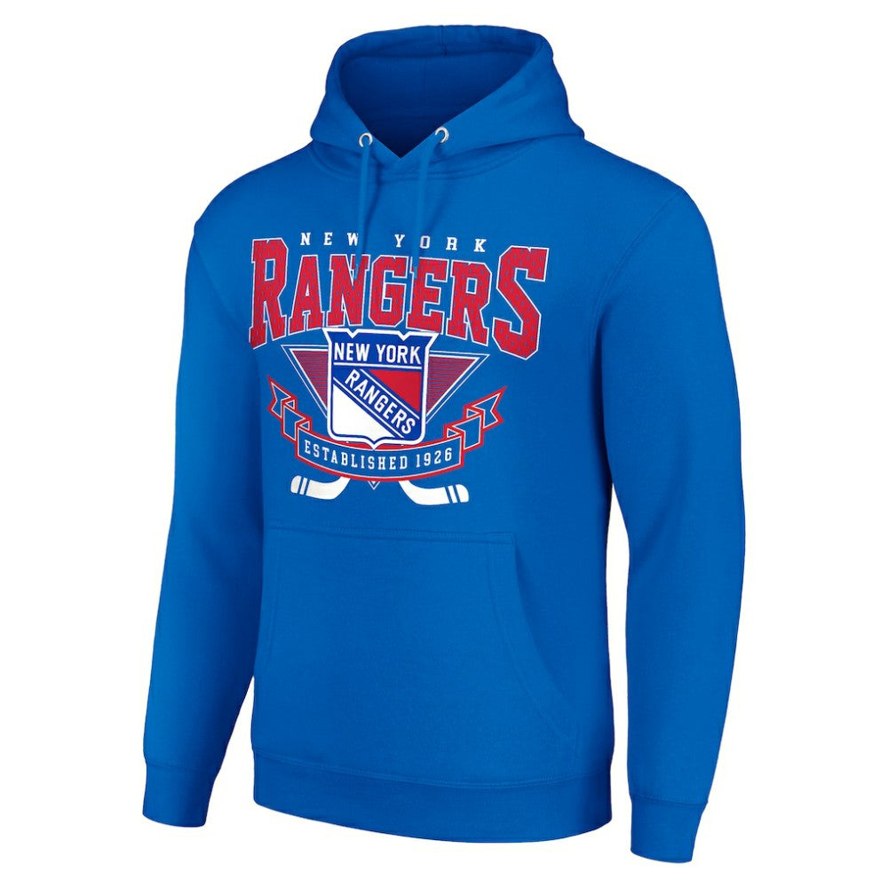 NHL Blue New York Rangers Starter Team Logo Graphic Fleece Tri-Blend Pullover Hoodie