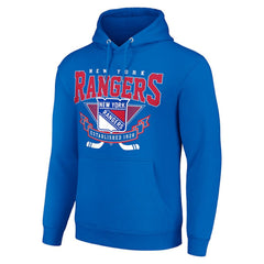 NHL Blue New York Rangers Starter Team Logo Graphic Fleece Tri-Blend Pullover Hoodie