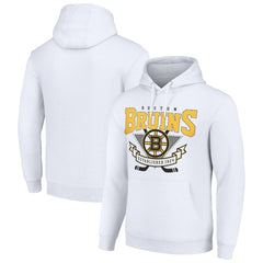 NHL White Boston Bruins Starter Team Logo Graphic Fleece Tri-Blend Pullover Hoodie
