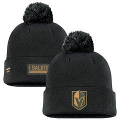 NHL Black Vegas Golden Knights Fanatics Military Appreciation Cuffed Knit Hat with Pom